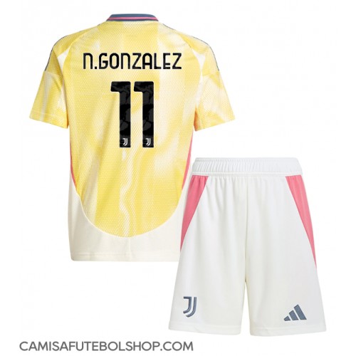 Camisa de time de futebol Juventus Nicolas Gonzalez #11 Replicas 2º Equipamento Infantil 2024-25 Manga Curta (+ Calças curtas)